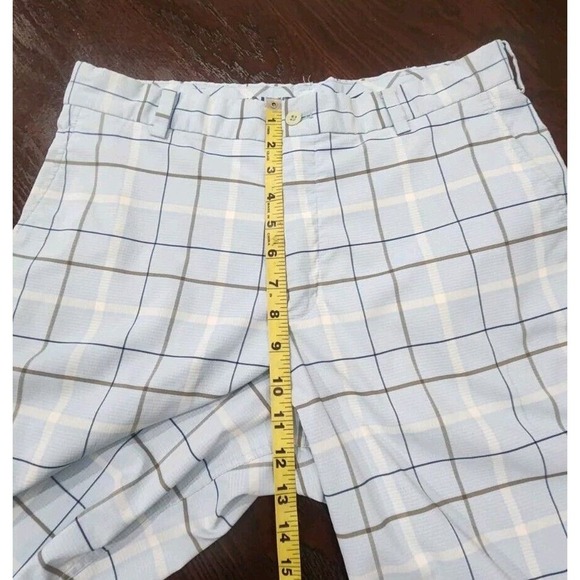 Nike Golf Dri-Fit Men's Performance Blue Plaid Stretch Bermuda Shorts Sz 32x12 - Picture 9 of 12